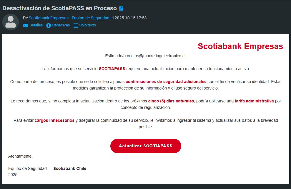 Phishing 3 Correo sospechoso